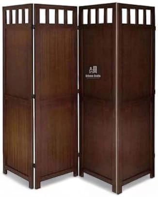 Wooden Partition Screen/Room Divider Traditional Handicrafts Plain Pattern 6Ft Height (2 Panel)