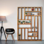 Handcrafted Solid Mango Wood Room Divider & Multi-Tier Display Bookshelf