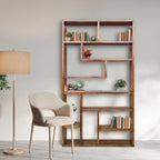 Urbane Crafts Handcrafted Solid Mango Wood Room Divider & Multi-Tier Display Bookshelf