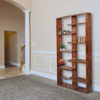 Handcrafted Solid Mango Wood Room Divider & Multi-Tier Display Bookshelf