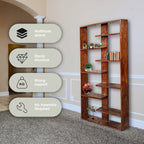 Handcrafted Solid Mango Wood Room Divider & Multi-Tier Display Bookshelf