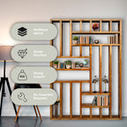 Handcrafted Solid Mango Wood Room Divider & Multi-Tier Display Bookshelf