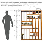 Handcrafted Solid Mango Wood Room Divider & Multi-Tier Display Bookshelf