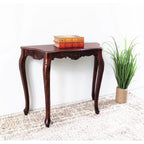Urbane Crafts Vintage Handcrafted Solid Wood Console Table for Entryway & Living Room – Classic Carved Accent Sofa Table with Curved Legs