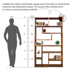 Urbane Crafts Handcrafted Solid Mango Wood Room Divider & Multi-Tier Display Bookshelf