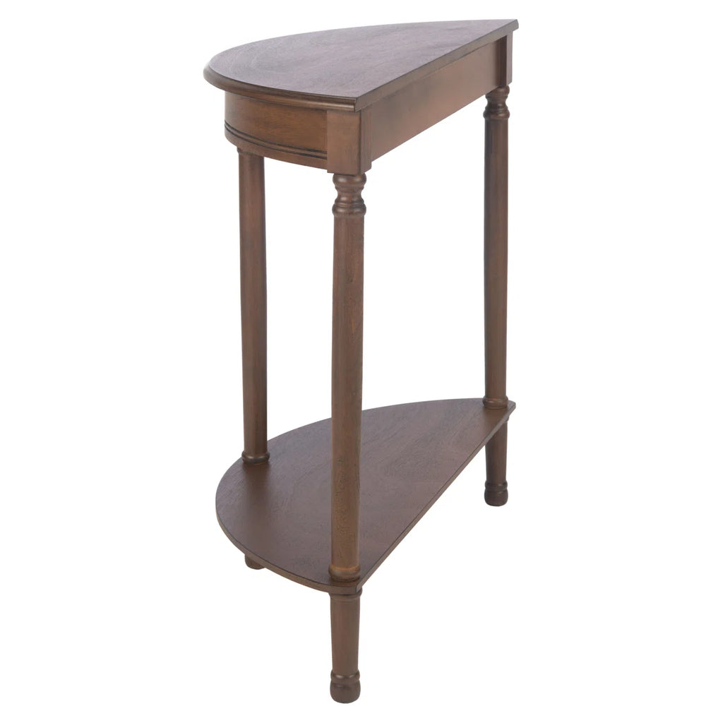 Urbane Crafts Premium Solid Teak Wood Semi-Circular Console Table with Bottom Shelf | Classic Entryway & Living Room Accent Table