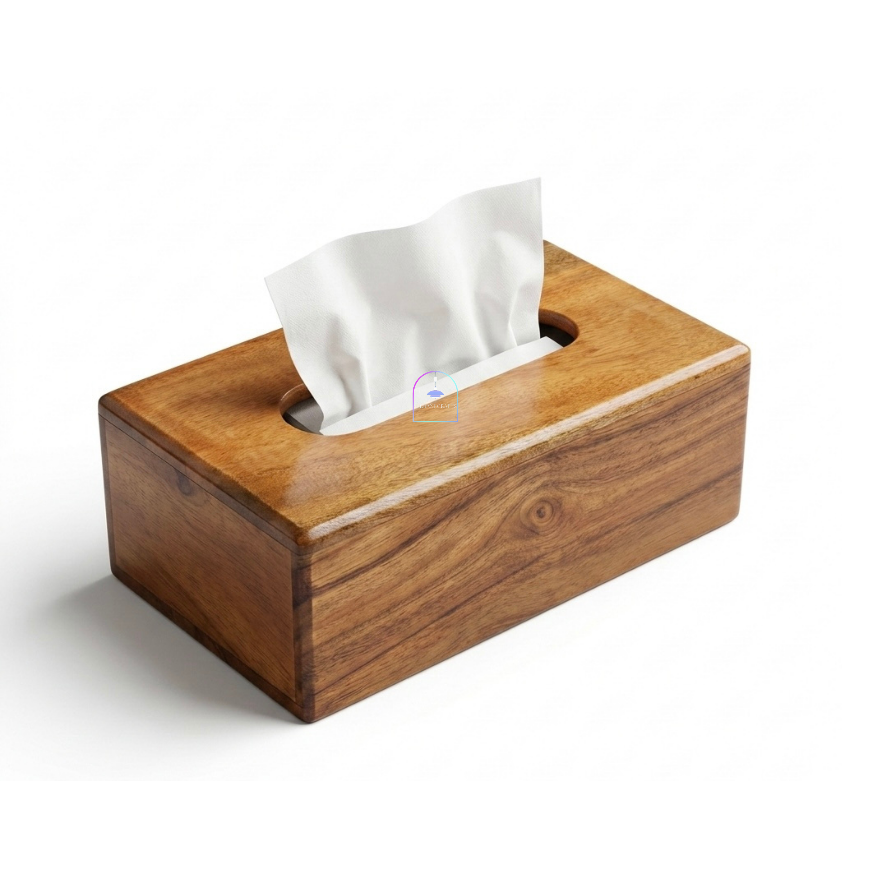 Handcrafted Acacia Wood Rectangular Tissue Box Cover | Decorative Wooden Napkin Dispenser Holder for Dining Table, Living Room, Office & Bathroom