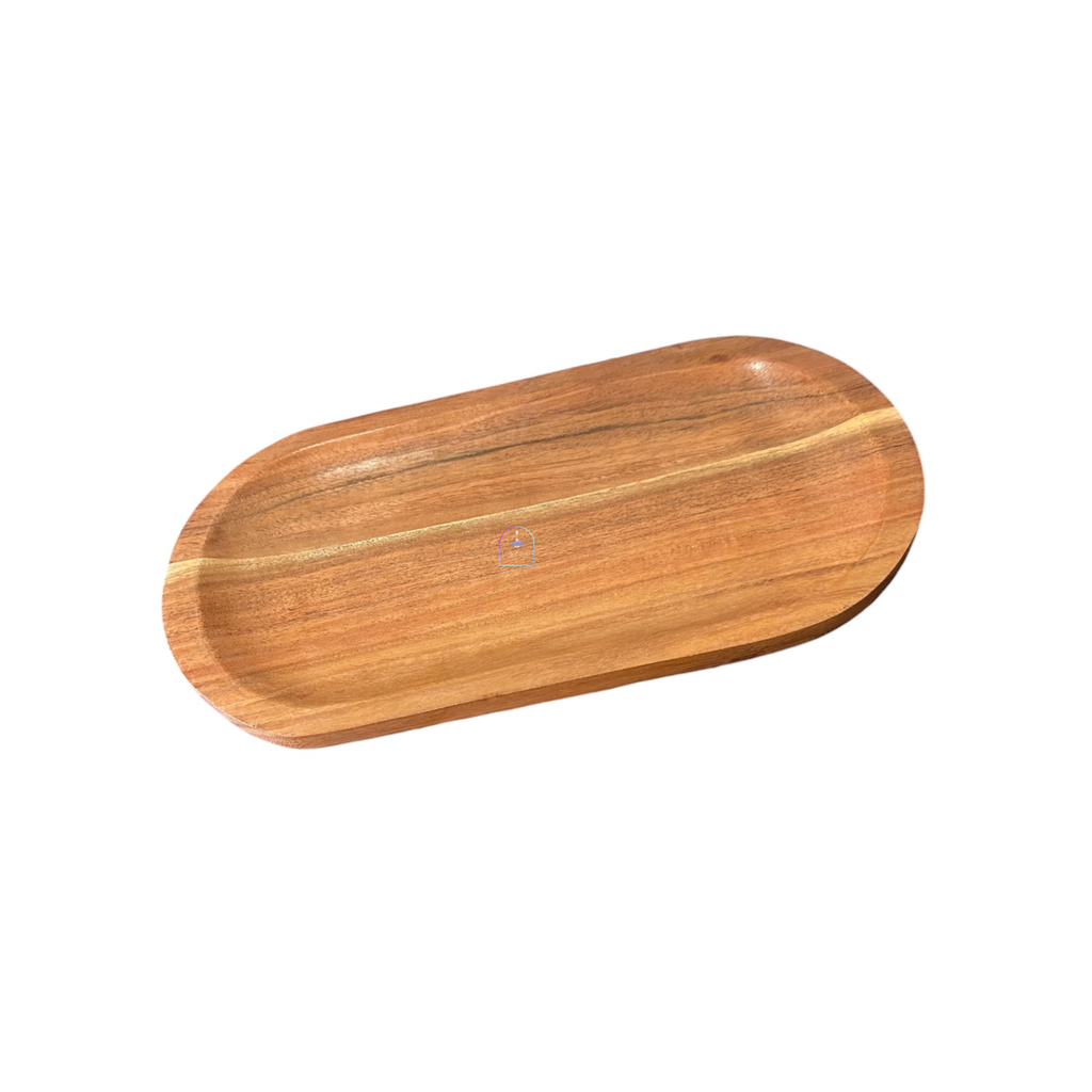 Handcrafted Acacia Wood Oval Tray & Serving Platter | 12x6 Inch Decorative Wooden Charcuterie Board, Cheese Platter & Snack Dish for Dining Table & Living Room Decor