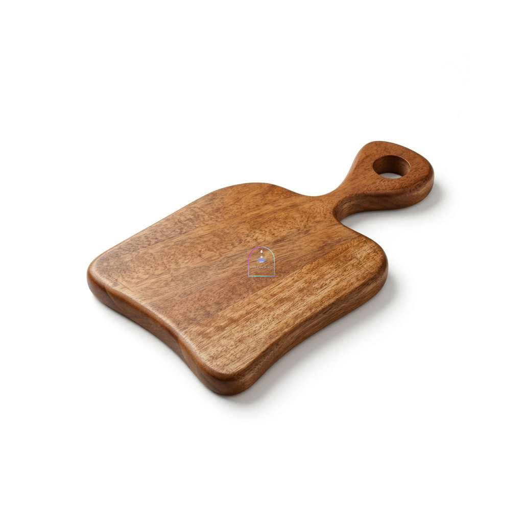 Handcrafted Mango Wood Mini Chopping Board with Easy-Grip Handle | 10x5 Inch Decorative Wooden Cheese Board & Serving Platter for Kitchen, Bar, Charcuterie