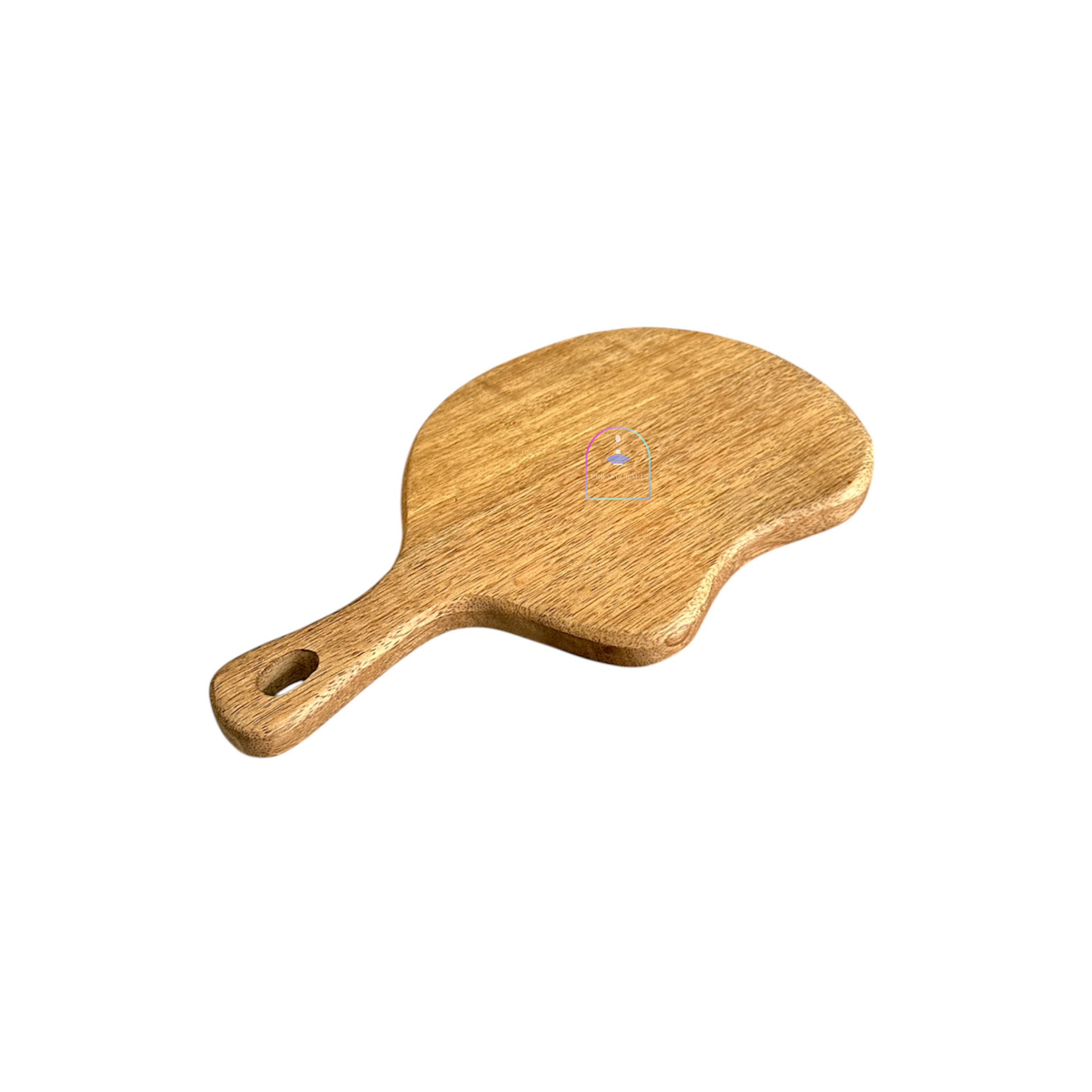 Handcrafted Mango Wood Cloud-Shaped Chopping Board | 10x6 Inch Organic Curved Wooden Cheese Board & Pizza Paddle Serving Platter with Handle