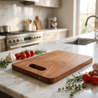 Handcrafted Acacia Wood Heavy-Duty Rectangular Chopping Board | 12x9.5 Inch Wooden Cutting Block with Built-in Grip Handle for Kitchen, Meat, Vegetables & Charcuterie