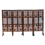 Urbane Crafts Handcrafted 4 Panel Wooden Room Divider (4 Ft Height) – Hand Carved Solid Wood Folding Partition Screen & Low Profile Room Separator for Living Room, Home Office & Bedroom