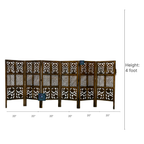 Urbane Crafts Handcrafted 6 Panel Wooden Room Divider (4 Ft Height) – Hand Carved Solid Wood Folding Partition Screen & Room Separator for Living Room, Home Office & Bedroom