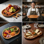 Handcrafted Acacia Wood Oval Tray & Serving Platter | 12x6 Inch Decorative Wooden Charcuterie Board, Cheese Platter & Snack Dish for Dining Table & Living Room Decor