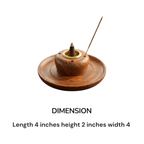 Handcrafted Sheesham Wood Round Incense Plate Holder & Dhoop Cone Stand | Dual Agarbatti Stick & Dhoop Burner with Brass Cup Insert