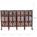 Urbane Crafts Handcrafted 4 Panel Wooden Room Divider (4 Ft Height) – Hand Carved Solid Wood Folding Partition Screen & Low Profile Room Separator for Living Room, Home Office & Bedroom