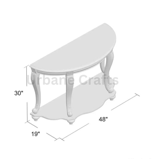 Urbane Crafts Wooden Carved Console Table | Solid Mango Wood, Antique White Distress | Decorative Table for Living Room, Hallway, Entryway, or Office | 48 x 30 x 19 Inches, White Deco