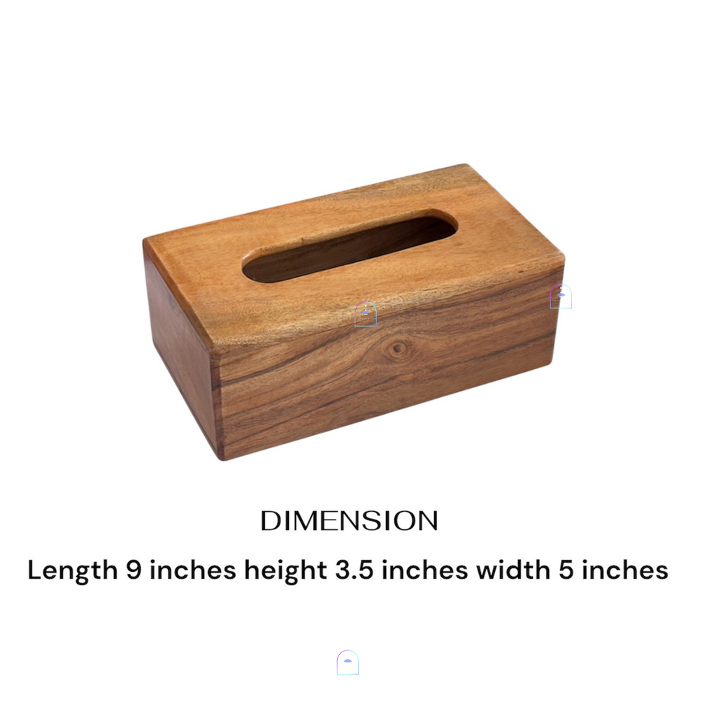 Handcrafted Acacia Wood Rectangular Tissue Box Cover | Decorative Wooden Napkin Dispenser Holder for Dining Table, Living Room, Office & Bathroom
