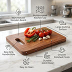 Handcrafted Acacia Wood Heavy-Duty Rectangular Chopping Board | 11.5x8 Inch Wooden Cutting Block with Built-in Handle for Kitchen Prep, Meat, Cheese & Charcuterie Platter