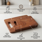 Handcrafted Acacia Wood Rectangular Chopping Board Set of 2 | Heavy-Duty Wooden Cutting Blocks with Built-in Grip Handles (Large & Small Combo) for Kitchen, Meat, Vegetables & Charcuterie