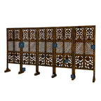 Urbane Crafts Handcrafted 5 Panel Wooden Room Divider (4 Ft Height) – Hand Carved Solid Wood Folding Partition Screen & Low Profile Room Separator for Living Room, Home Office & Bedroom