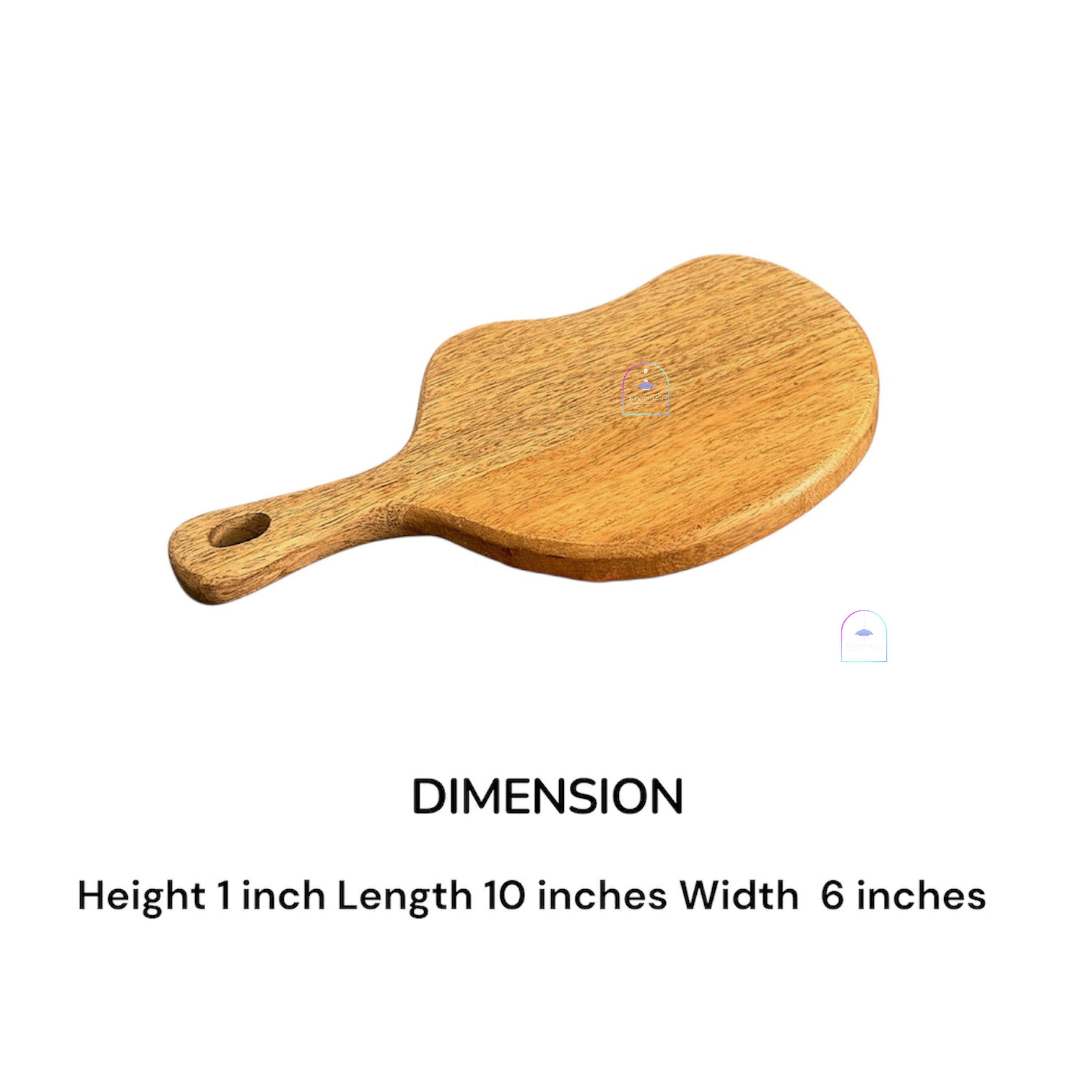 Handcrafted Mango Wood Cloud-Shaped Chopping Board | 10x6 Inch Organic Curved Wooden Cheese Board & Pizza Paddle Serving Platter with Handle