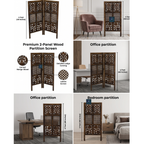 Urbane Crafts Handcrafted 2 Panel Wooden Room Divider (4 Ft Height) – Hand Carved Solid Wood Folding Partition Screen & Low Profile Room Separator for Living Room, Home Office & Compact Spaces