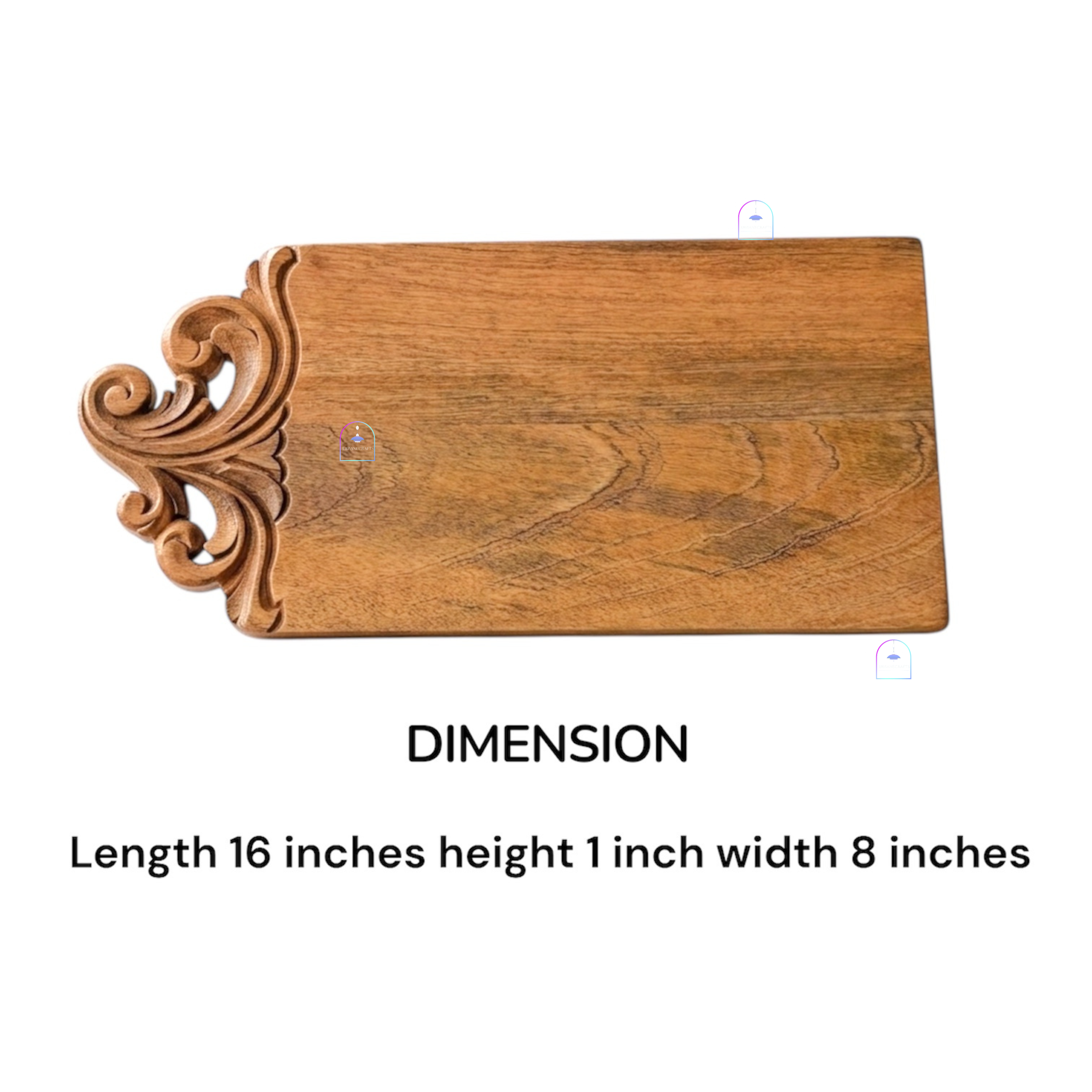 Handcrafted Mango Wood Baroque Carved Chopping Board | 16x8 Inch Luxury Vintage Wooden Cheese Board & Elegant Charcuterie Serving Platter with Ornate Handle