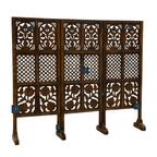 Urbane Crafts Handcrafted 3 Panel Wooden Room Divider (4 Ft Height) – Hand Carved Solid Wood Folding Partition Screen & Low Profile Room Separator for Living Room, Home Office & Bedroom