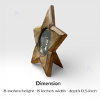 Handcrafted Mango Wood Star Photo Frame | 8x8 Inch Wooden Picture Frame Tabletop Accent with Backstand