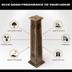 Handcrafted Mango Wood Tower Incense Burner & Agarbatti Holder | 12-Inch Vertical Wooden Dhoop & Incense Stick Box