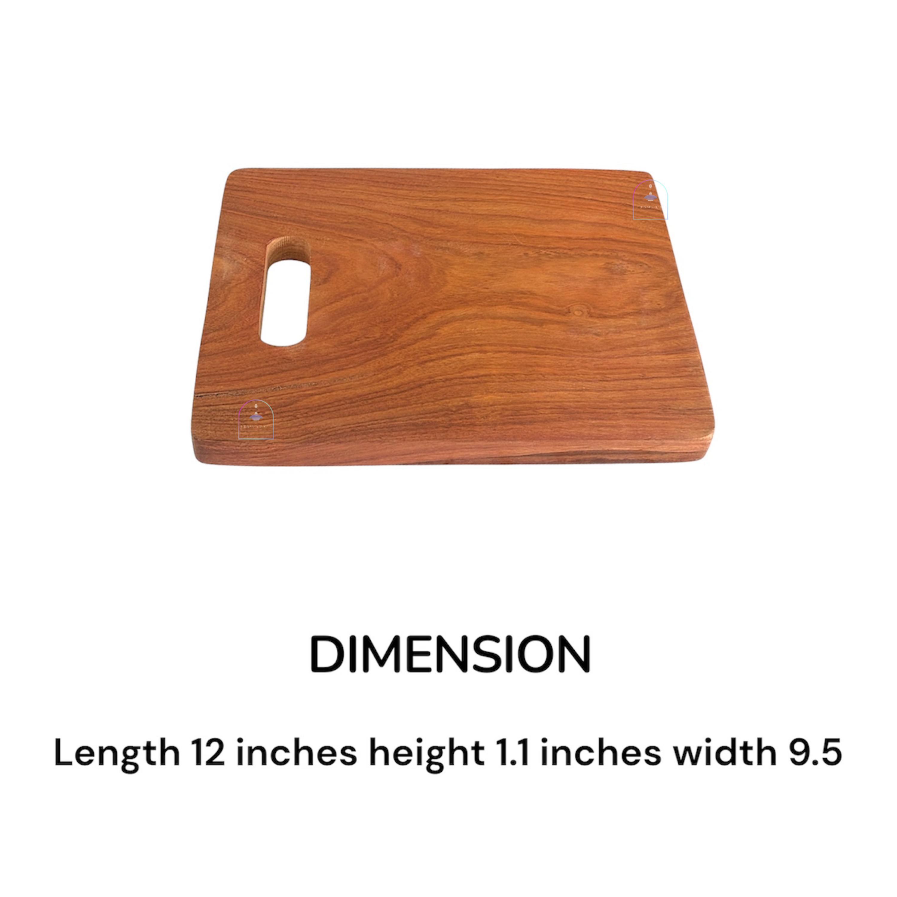 Handcrafted Acacia Wood Heavy-Duty Rectangular Chopping Board | 12x9.5 Inch Wooden Cutting Block with Built-in Grip Handle for Kitchen, Meat, Vegetables & Charcuterie