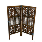 Urbane Crafts Handcrafted 2 Panel Wooden Room Divider (4 Ft Height) – Hand Carved Solid Wood Folding Partition Screen & Low Profile Room Separator for Living Room, Home Office & Compact Spaces
