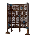 Urbane Crafts Handcrafted 4 Panel Wooden Room Divider (5 Ft Height) – Hand Carved Solid Wood Folding Partition Screen with Support Feet & Privacy Room Separator for Living Room, Home Office & Bedroom
