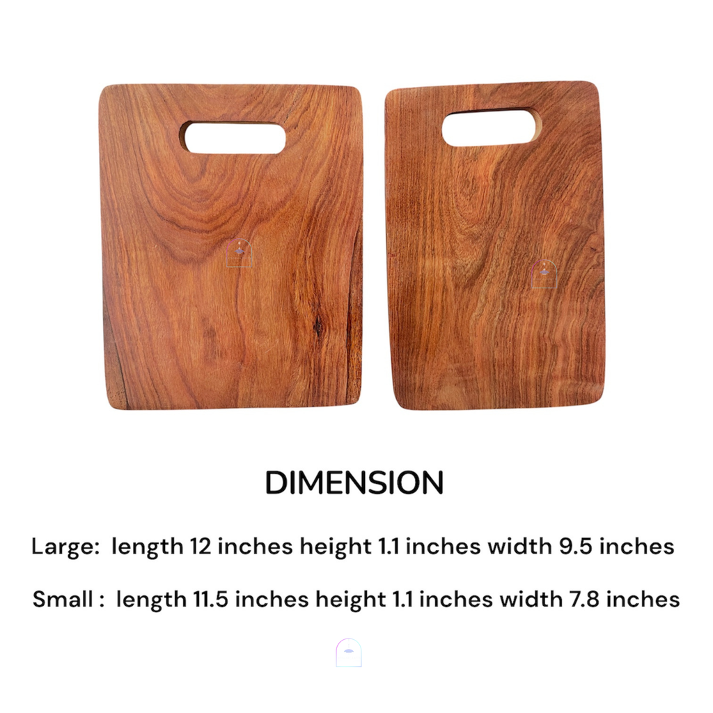 Handcrafted Acacia Wood Rectangular Chopping Board Set of 2 | Heavy-Duty Wooden Cutting Blocks with Built-in Grip Handles (Large & Small Combo) for Kitchen, Meat, Vegetables & Charcuterie