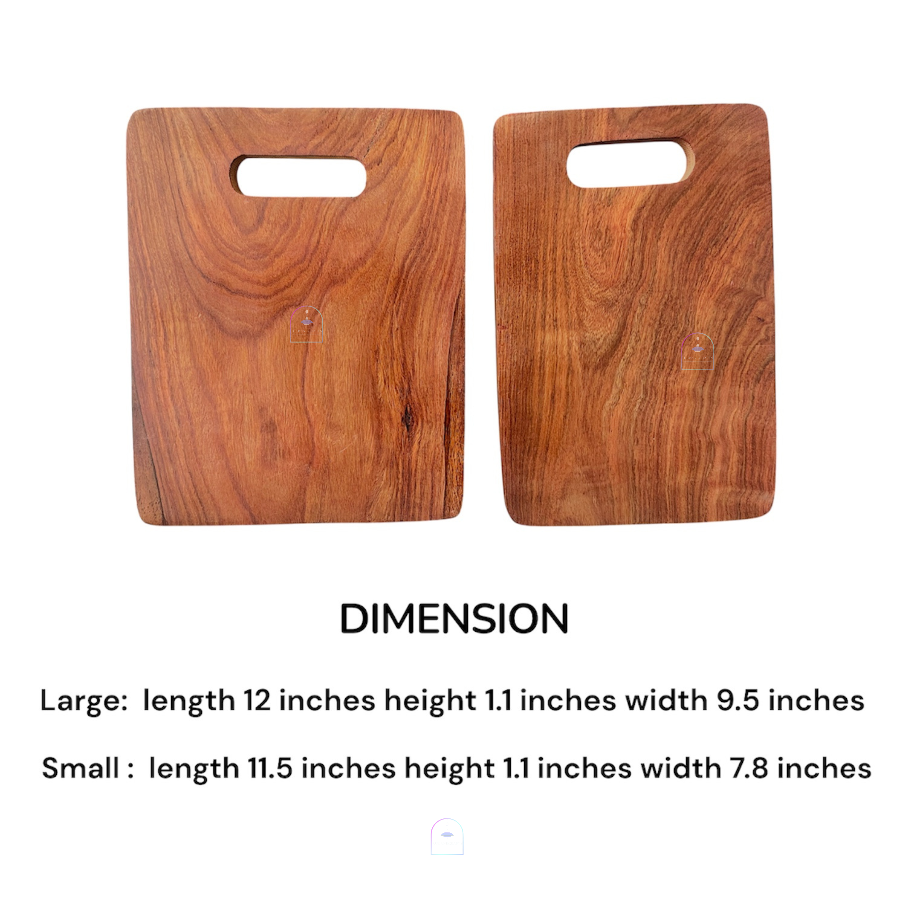Handcrafted Acacia Wood Rectangular Chopping Board Set of 2 | Heavy-Duty Wooden Cutting Blocks with Built-in Grip Handles (Large & Small Combo) for Kitchen, Meat, Vegetables & Charcuterie