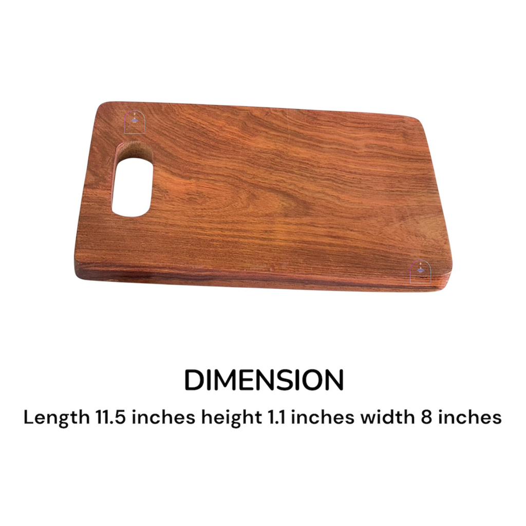 Handcrafted Acacia Wood Heavy-Duty Rectangular Chopping Board | 11.5x8 Inch Wooden Cutting Block with Built-in Handle for Kitchen Prep, Meat, Cheese & Charcuterie Platter