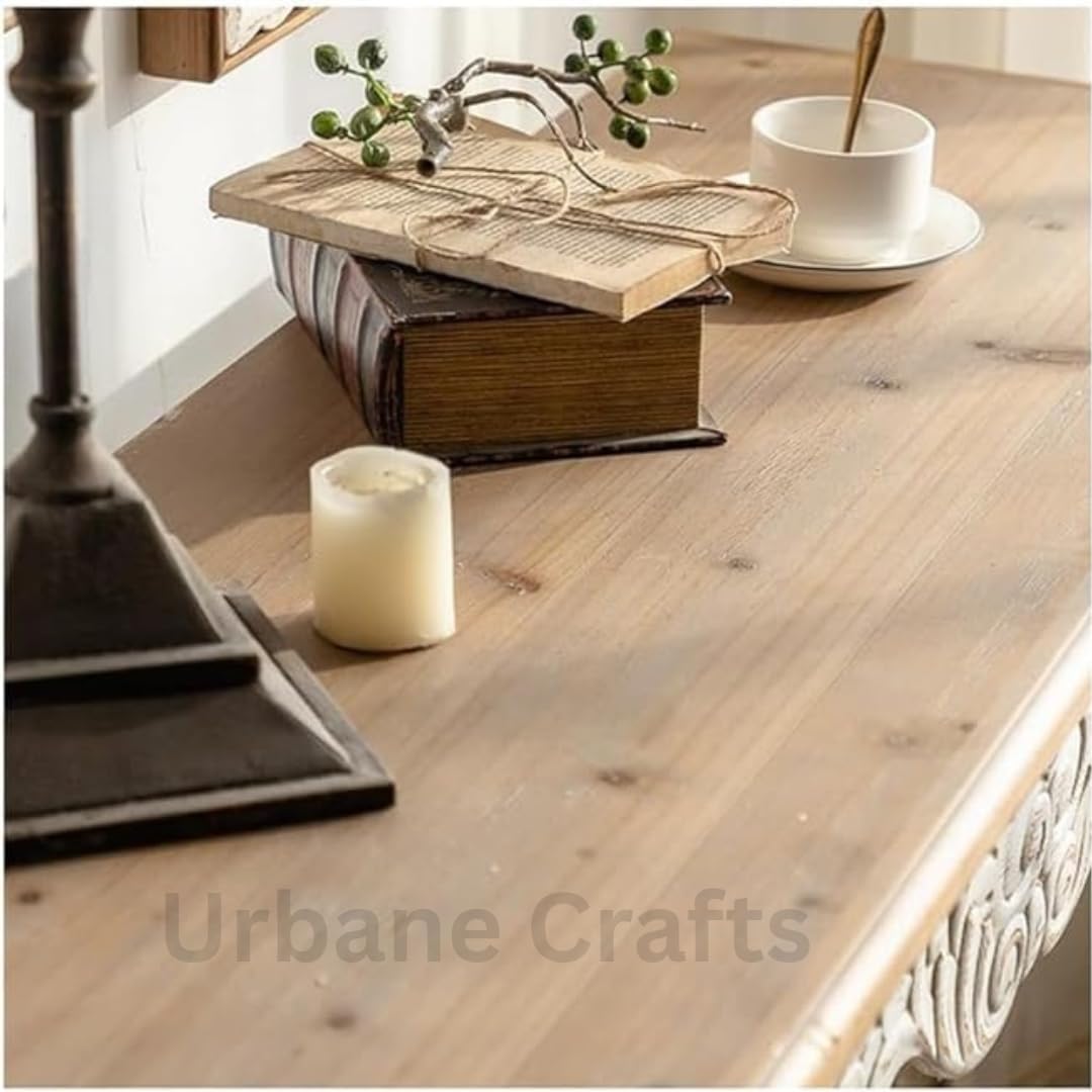 Urbane Crafts Mid-Century Console Table – Roman Column Legs (Antique White)