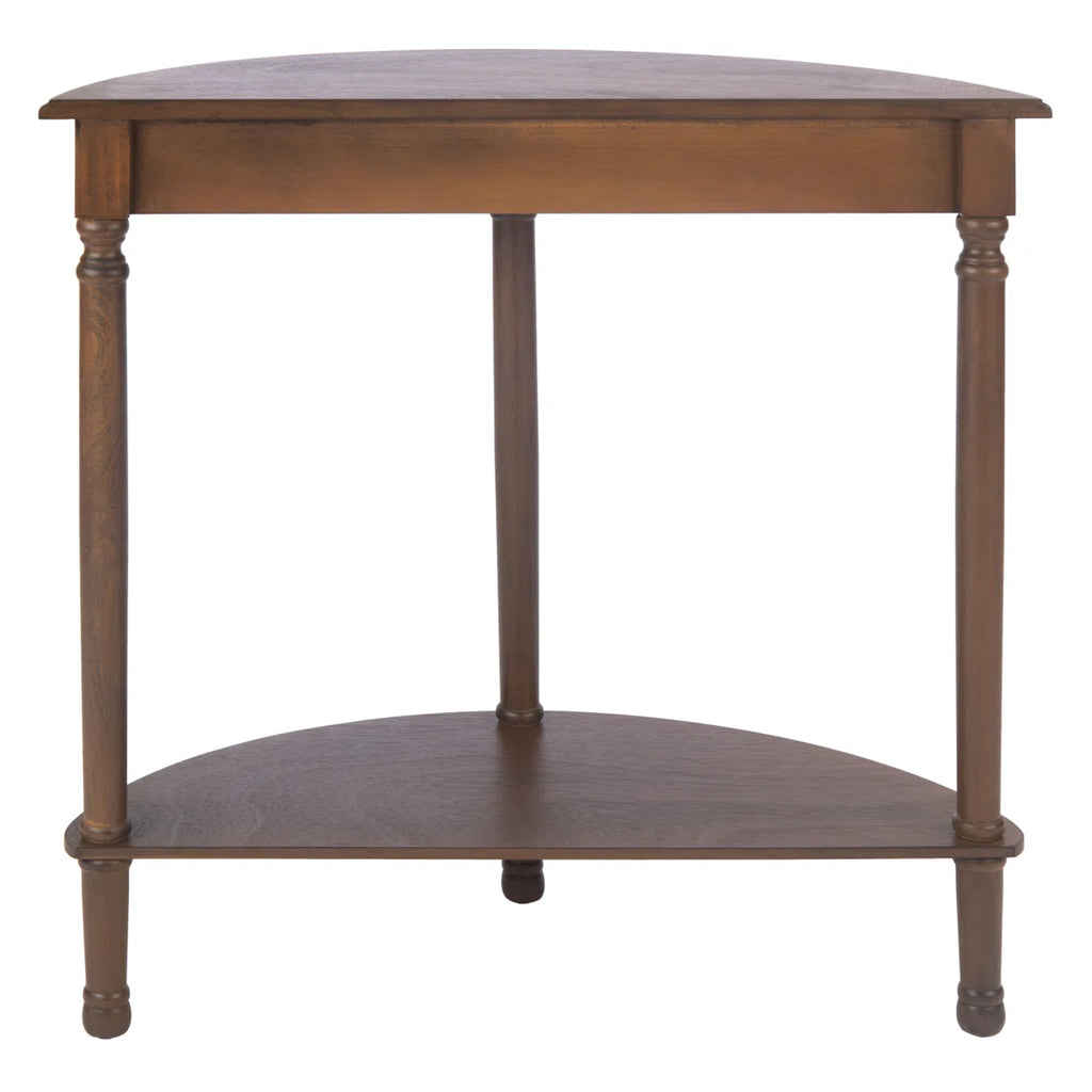 Urbane Crafts Premium Solid Teak Wood Semi-Circular Console Table with Bottom Shelf | Classic Entryway & Living Room Accent Table