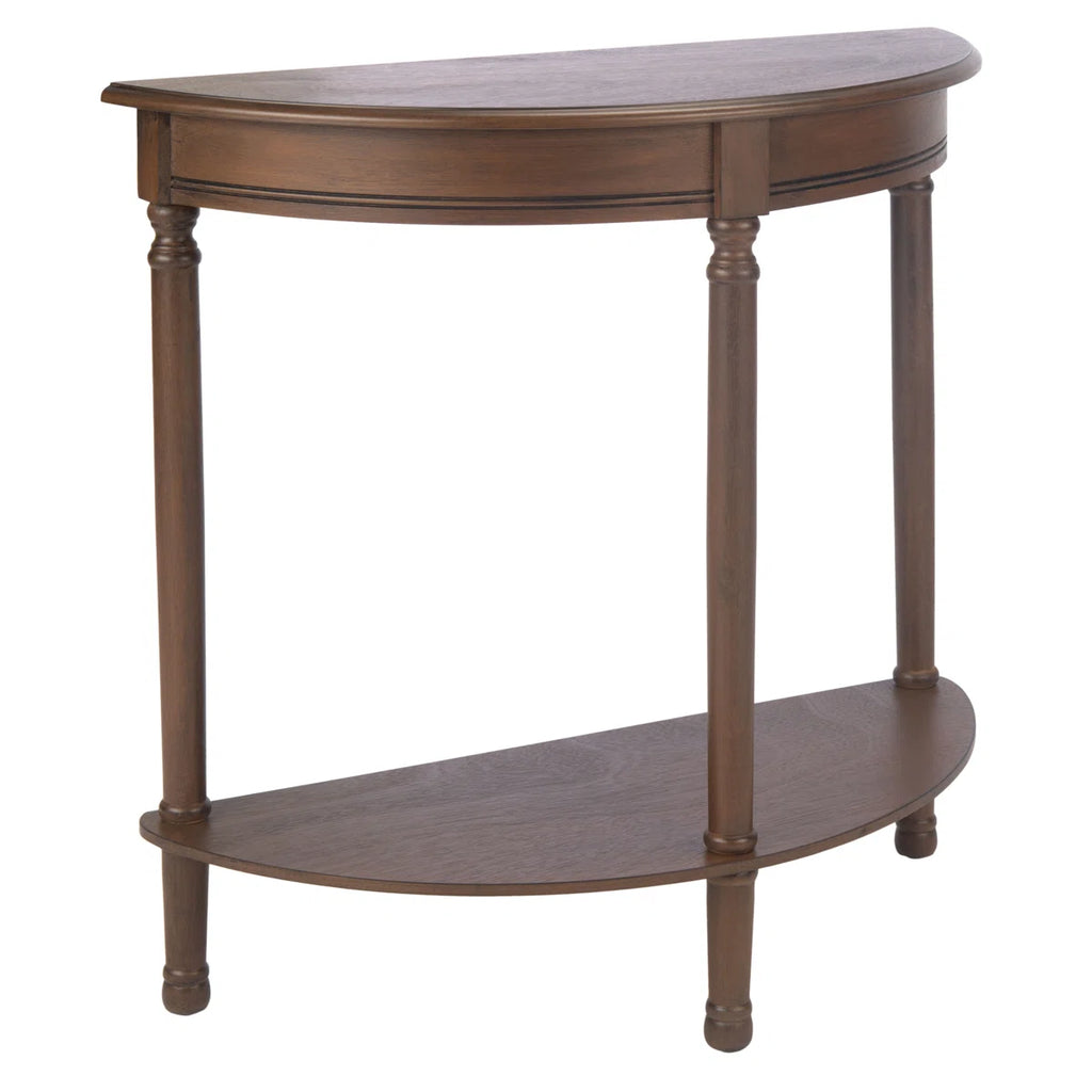 Urbane Crafts Premium Solid Teak Wood Semi-Circular Console Table with Bottom Shelf | Classic Entryway & Living Room Accent Table