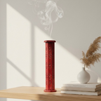 Urbane Crafts Handcrafted Mango Wood Hexagonal Tower Incense Burner & Agarbatti Holder | 12-Inch Red Finish Wooden Dhoop & Incense Stick Stand