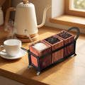 Handcrafted Rosewood and Wrought Iron 3-Canister Storage Set with Stand | 11-Inch Wooden Multi-Purpose Spice Box, Dry Fruit Container & Coffee Bar Station Organizer