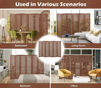 Urbane Crafts Handcrafted Wooden Room Divider & Extra Wide Living Room Partition | 6-Panel Solid Mango Wood & MDF Privacy Screen with Geometric Basketweave Cutouts | Honey Brown Finish