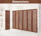 Urbane Crafts Handcrafted Wooden Room Divider & Extra Wide Living Room Partition | 6-Panel Solid Mango Wood & MDF Privacy Screen with Geometric Basketweave Cutouts | Honey Brown Finish