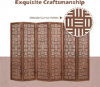 Urbane Crafts Handcrafted Wooden Room Divider & Extra Wide Living Room Partition | 6-Panel Solid Mango Wood & MDF Privacy Screen with Geometric Basketweave Cutouts | Honey Brown Finish