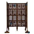 Urbane Crafts Handcrafted 4 Panel Wooden Room Divider (5 Ft Height) – Hand Carved Solid Wood Folding Partition Screen with Support Feet & Privacy Room Separator for Living Room, Home Office & Bedroom