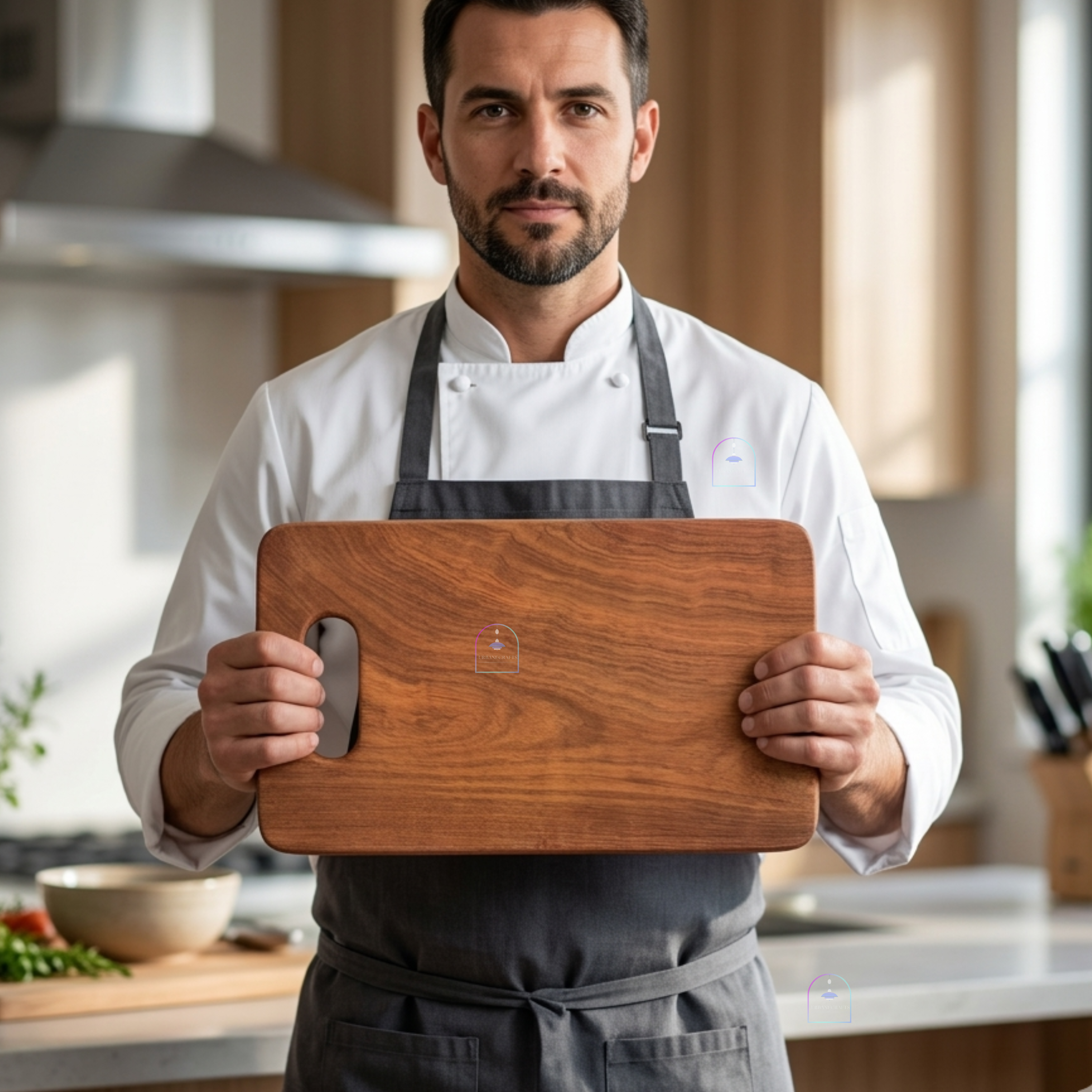 Handcrafted Acacia Wood Rectangular Chopping Board Set of 2 | Heavy-Duty Wooden Cutting Blocks with Built-in Grip Handles (Large & Small Combo) for Kitchen, Meat, Vegetables & Charcuterie