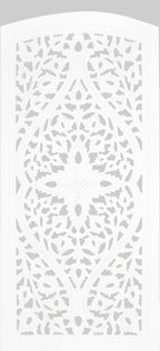 Urbane Crafts Handcrafted Wooden Room Divider & Living Room Partition | 4-Panel Solid Mango Wood & MDF Privacy Screen with Diamond Floral Cutouts & Arched Tops | Classic White Wash Finish