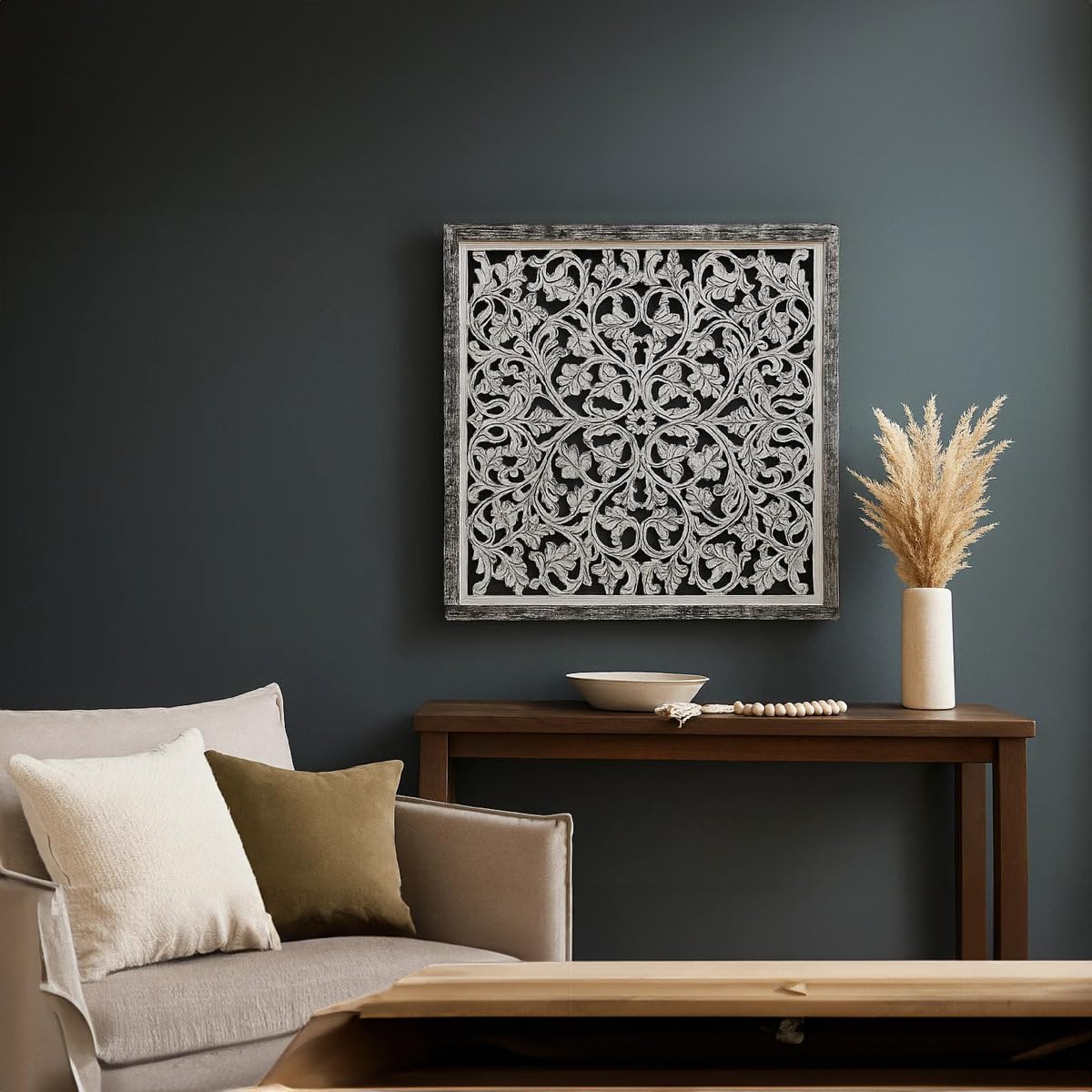Urbane Crafts Square Mandala Wooden Wall Panel (91×91 cm)