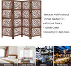Urbane Crafts Handcrafted Wooden Room Divider & Living Room Partition | 4-Panel Solid Mango Wood & MDF Privacy Screen with Modern Tree Branch Cutouts | Natural Warm Brown Finish